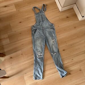 Distressed Denim Overalls